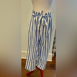 J.Crew Blue and White Striped Linen Blend Pants